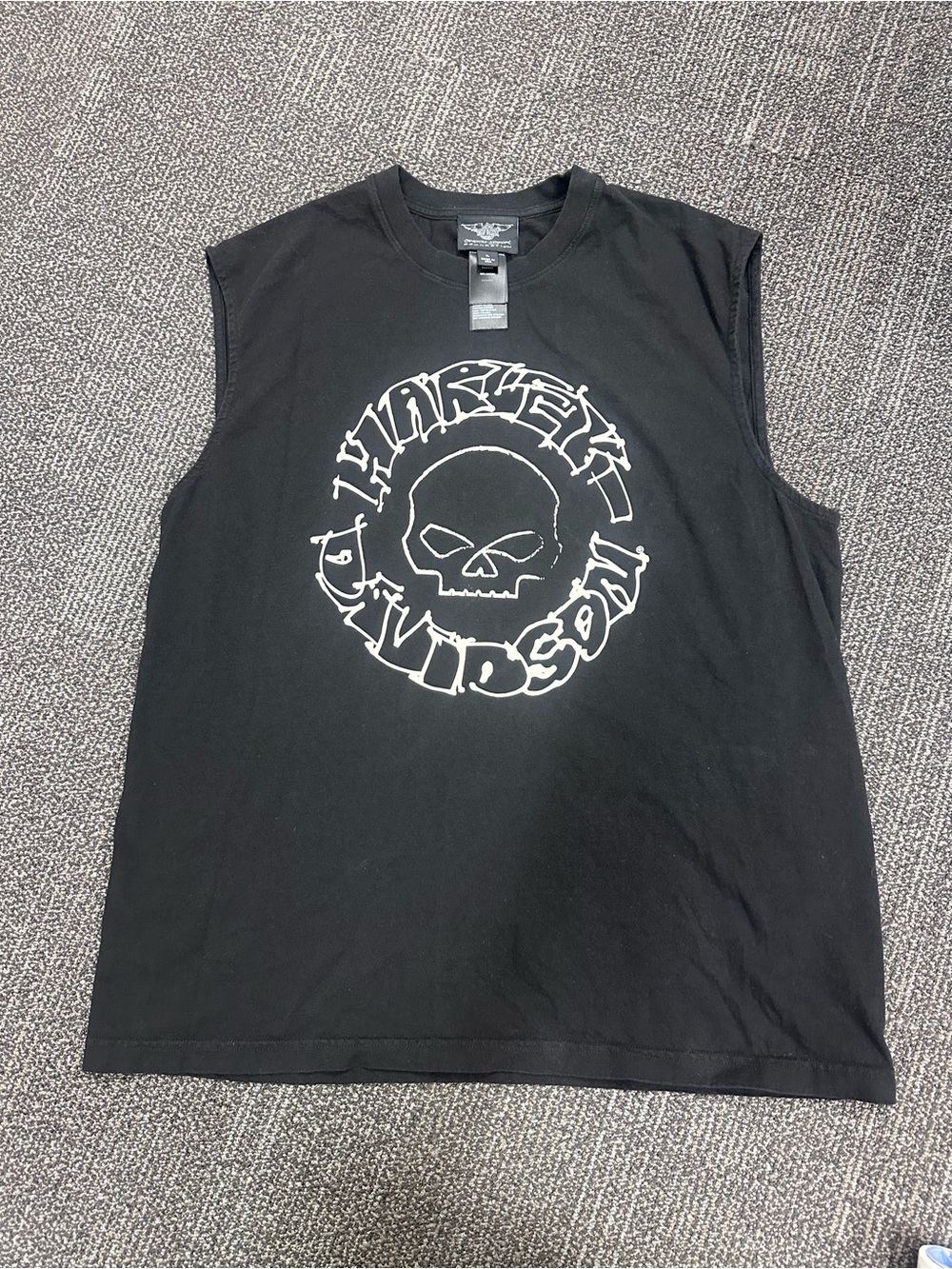 Harley-Davidson Black Sleeveless Tank with White Skull Logo